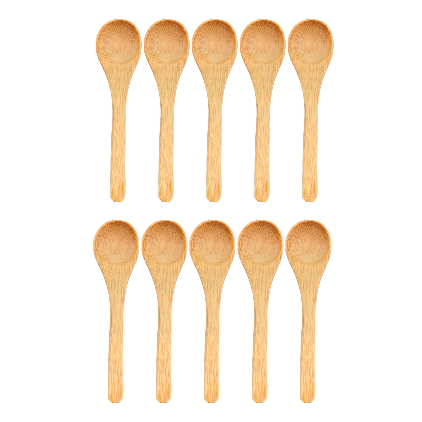 BambooMN Bamboo Serving Spoons, Mini Salt Sugar Spoon, Tiny Wooden Spoons for Spices, Carbonized Brown Round Head 3.5", 10 Pieces