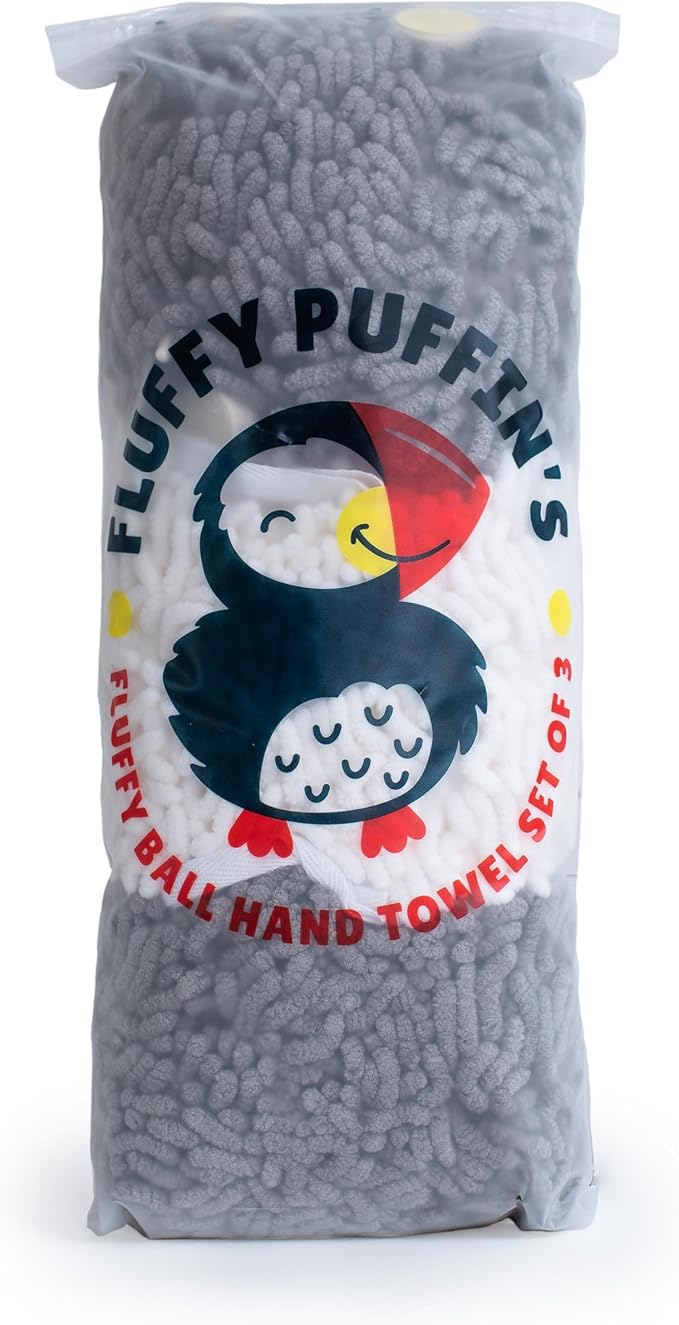 JJ KENT Fluffy Puffins Microfiber Hand Towels