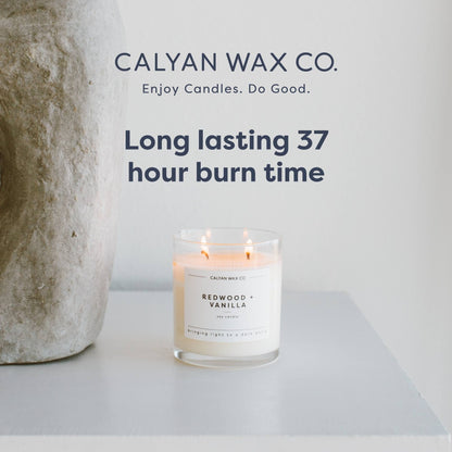 Calyan Wax Co. Cedar & Tobacco 2 Wick Scented Candle - 37 Hour Burn - Luxury Clean Soy Wax Candles - Long Lasting Large Glass Jar Candle for Home - 8.8oz