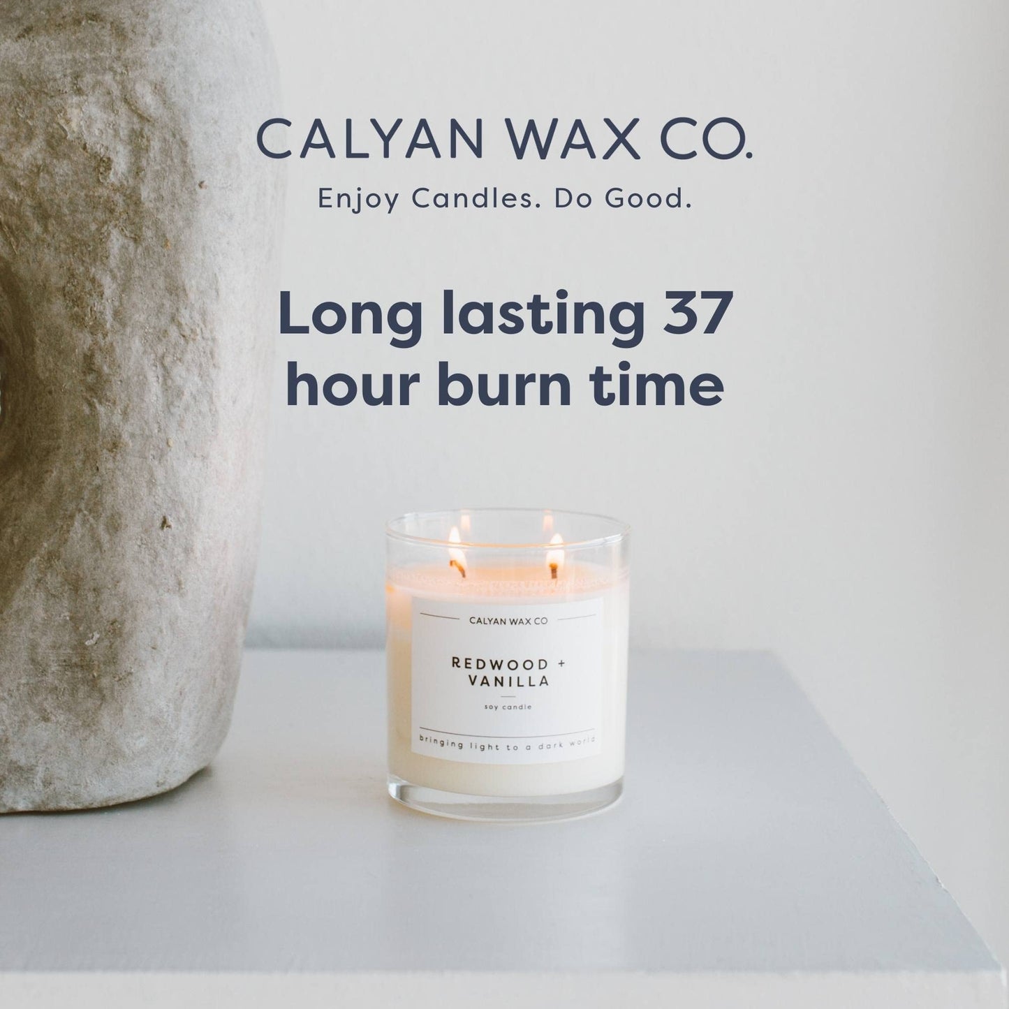 Calyan Wax Co. Aspen & Fog 2 Wick Scented Candle - 37 Hour Burn - Luxury Clean Soy Wax Candles - Long Lasting Large Glass Jar Candle for Home - 8.8oz