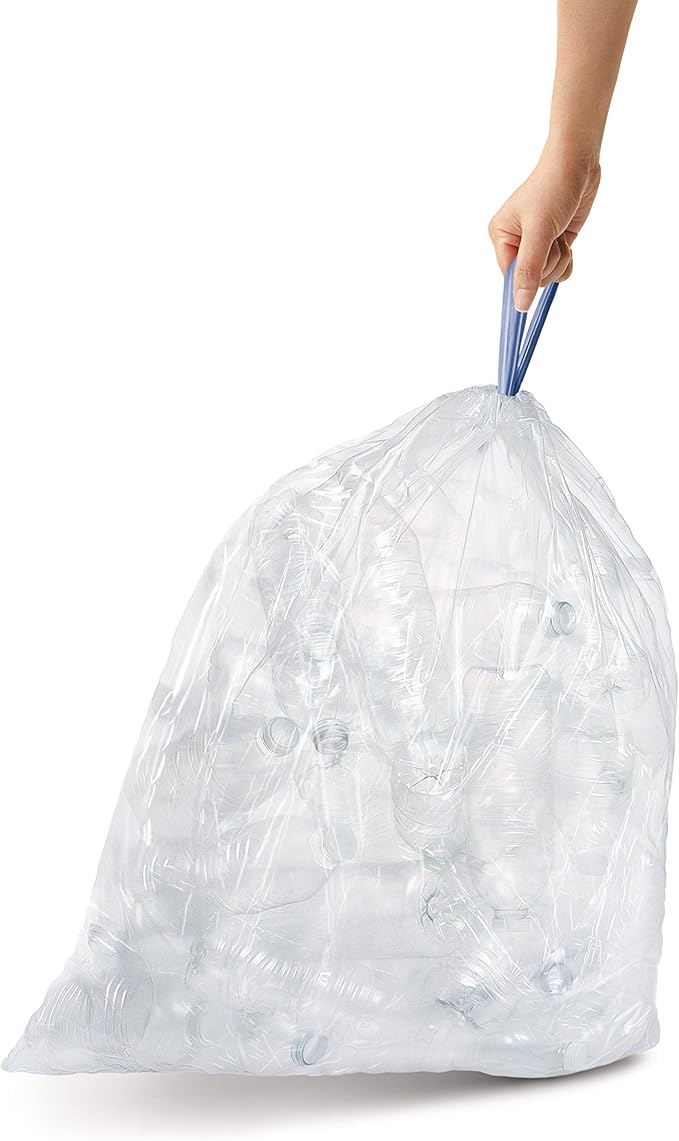 simplehuman Code U 60 Count, Dispenser Pack Custom Fit Liners, Drawstring Trash