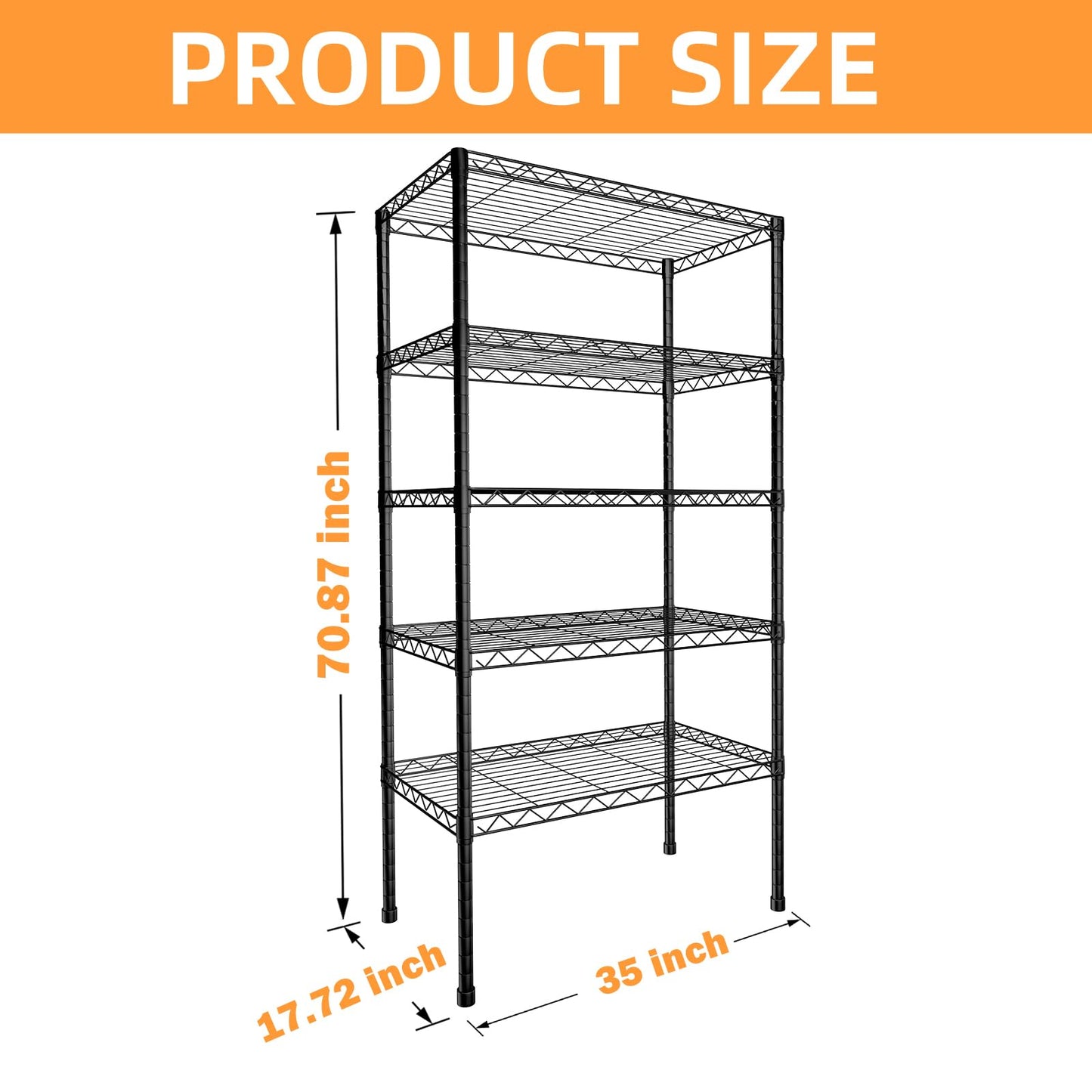 NULTRUMA Storage Shelves, Heavy Duty 5 Tier Storage Metal Shelves, 550LBS Capacity Adjustable Metal Wire Shelving Unit for Garage, Pantry, Kitchen, Closet, Commercial & Industrial Use