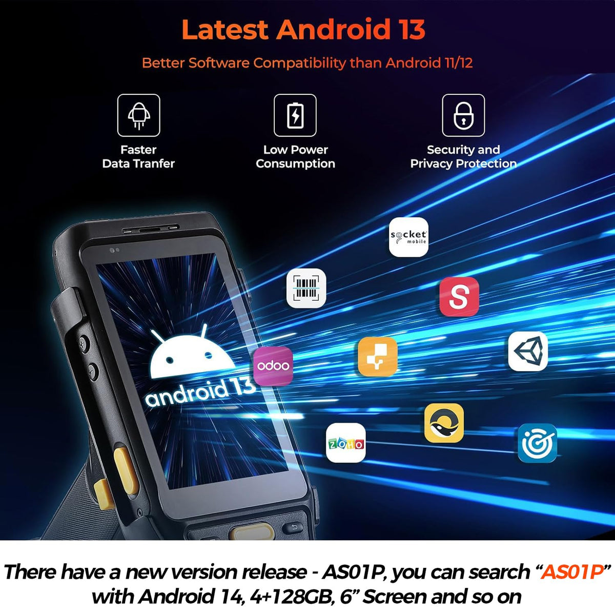 MUNBYN 088P 2025 New Long-Range-Android-Barcode-Scanner, Android 13 PDA, Equip with Zebra 4850 Scanner, Long Distance Inventory Scanner with Pistol Grip, 1D 2D QR for Warehouse