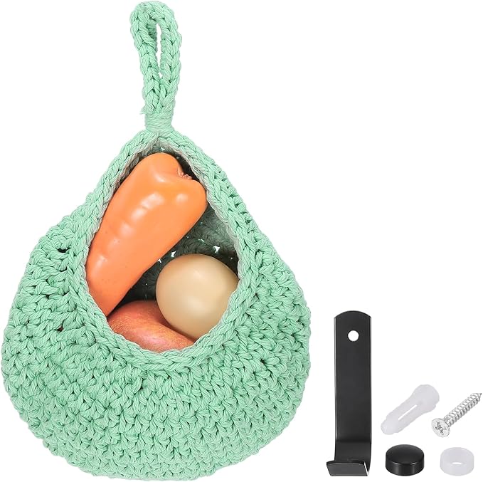 uxcell Hanging Fruit Baskets for Kitchen, Hand-Woven Wall Hanging Storage Jute
