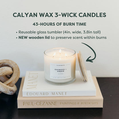Calyan Wax Co. Aspen & Fog 3 Wick Scented Candle - 43 Hour Burn - Luxury 3 Wick Soy Candles - Clean Soy Wax Candles - Long Lasting Large Glass Jar Candle for Home - 14.9oz