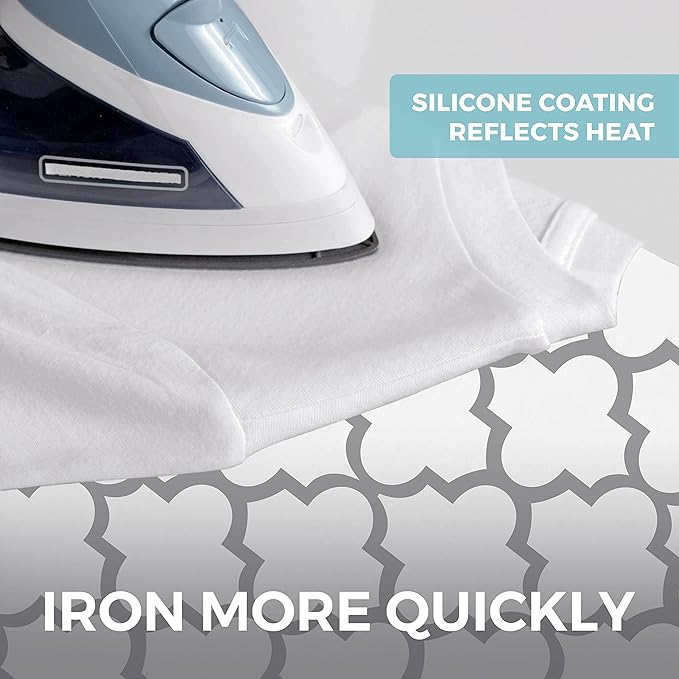 HOME GENIE Ironing Board Cover, Extra Thick Padding, Scorch Resistant Silicone