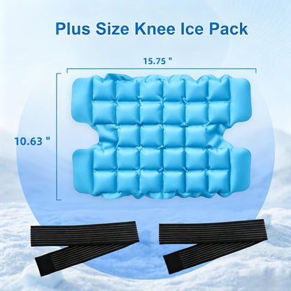 WORLD-BIO Ice Packs for Injuries Reusable, Knee Ice Pack Wrap with Straps, Gel Ice Wrap for Leg Pain Relief, Hot & Cold Compress Therap for Swelling, Arthritis, Sports Injuries, Light Blue, 1Pack