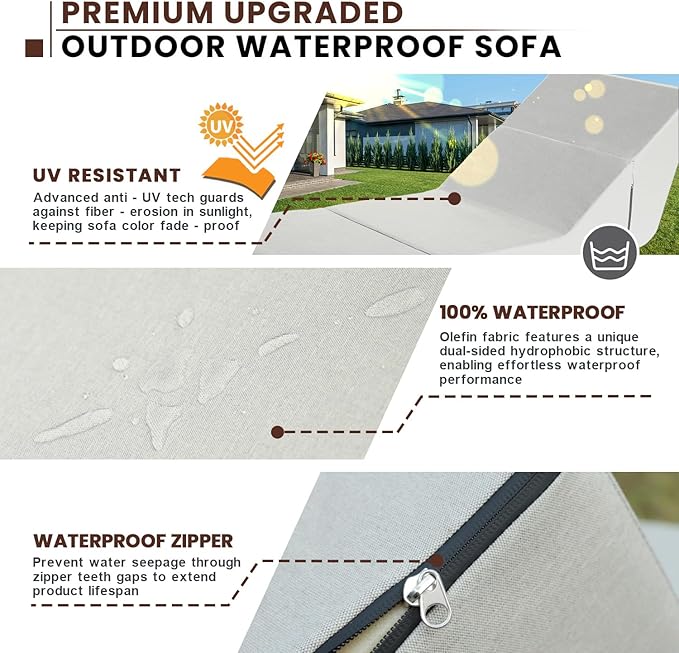 jela Outdoor Sofa, Waterproof Folding Lounge Chair and Sofa, UV Resistant Patio