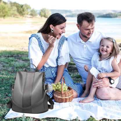 Miss Lulu Women Backpack Leisure Ladies Rucksack Water-Resistant Nylon School Bags Anti-Theft Daypack Shoulder Bag (grey)