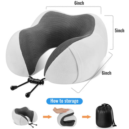 CloudBliss Travel Pillow Premium Memory Foam, Comfortable & Supportive Neck Pillow, Neck Pillows for Sleeping Travel, Airplane Pillow for Sleeping Airplane, Car, Office and Home（Black & Dark Grey）