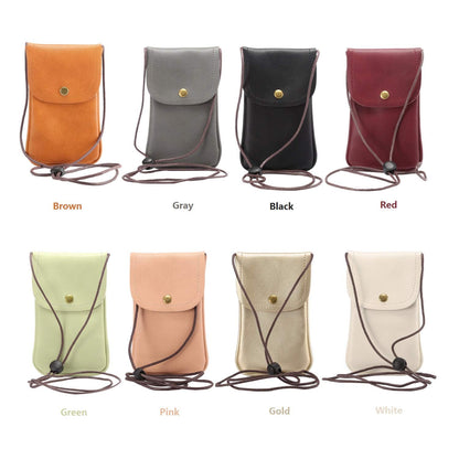 Techcircle Cell Phone Neck Pouch PU Leather Carrying Bag with Credit Card Holder Adjustable Strap, Small Travel Purse for iPhone 11 XR XS Max SE 8 7 6 Plus, Galaxy S10 S7 Edge A10 J7, Moto G6 (Black)