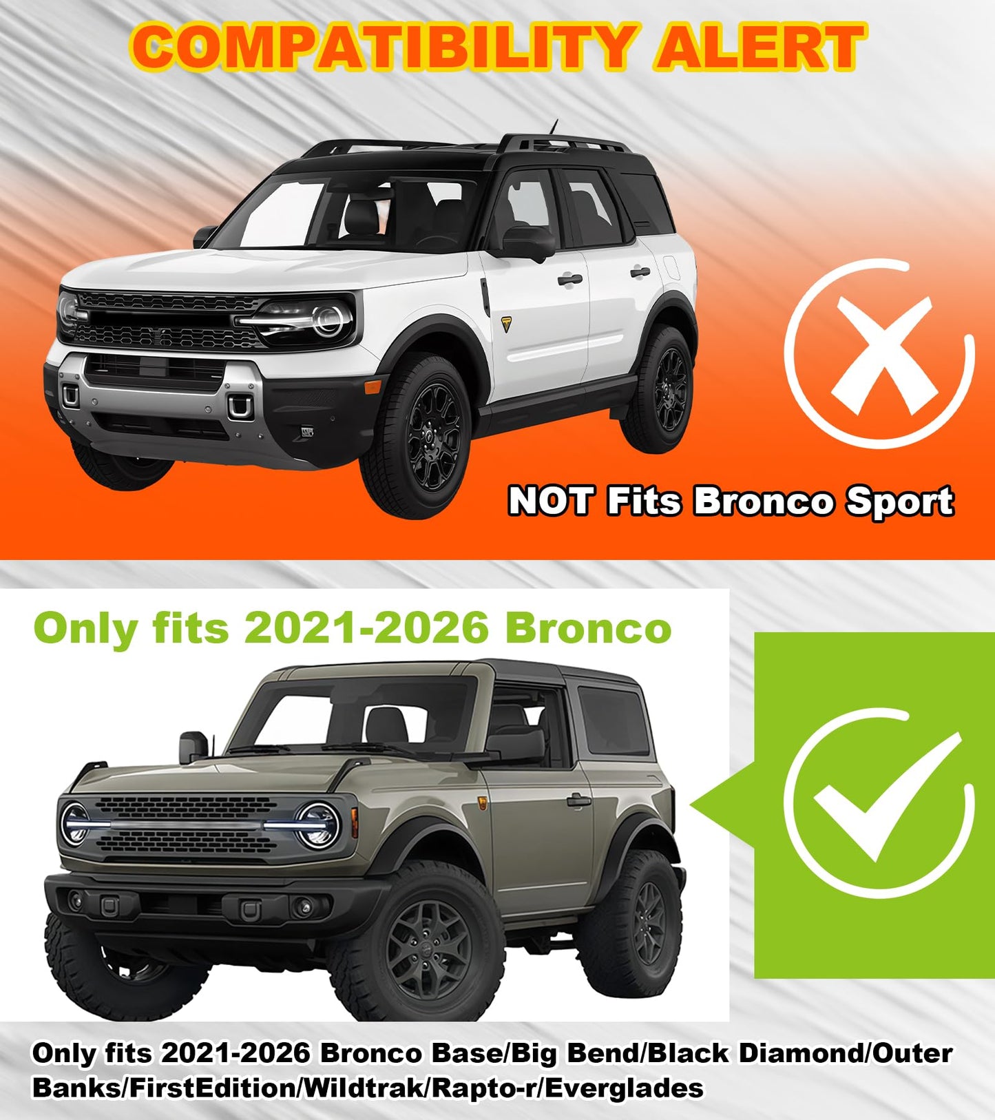 LED Hood Handle Trail Sight Lights for Ford Bronco 2021 2022 2023 2024 2025 2026 Accessories Fog Light Kit Marker Lighting Bar (Amber DRL with Side Markers)