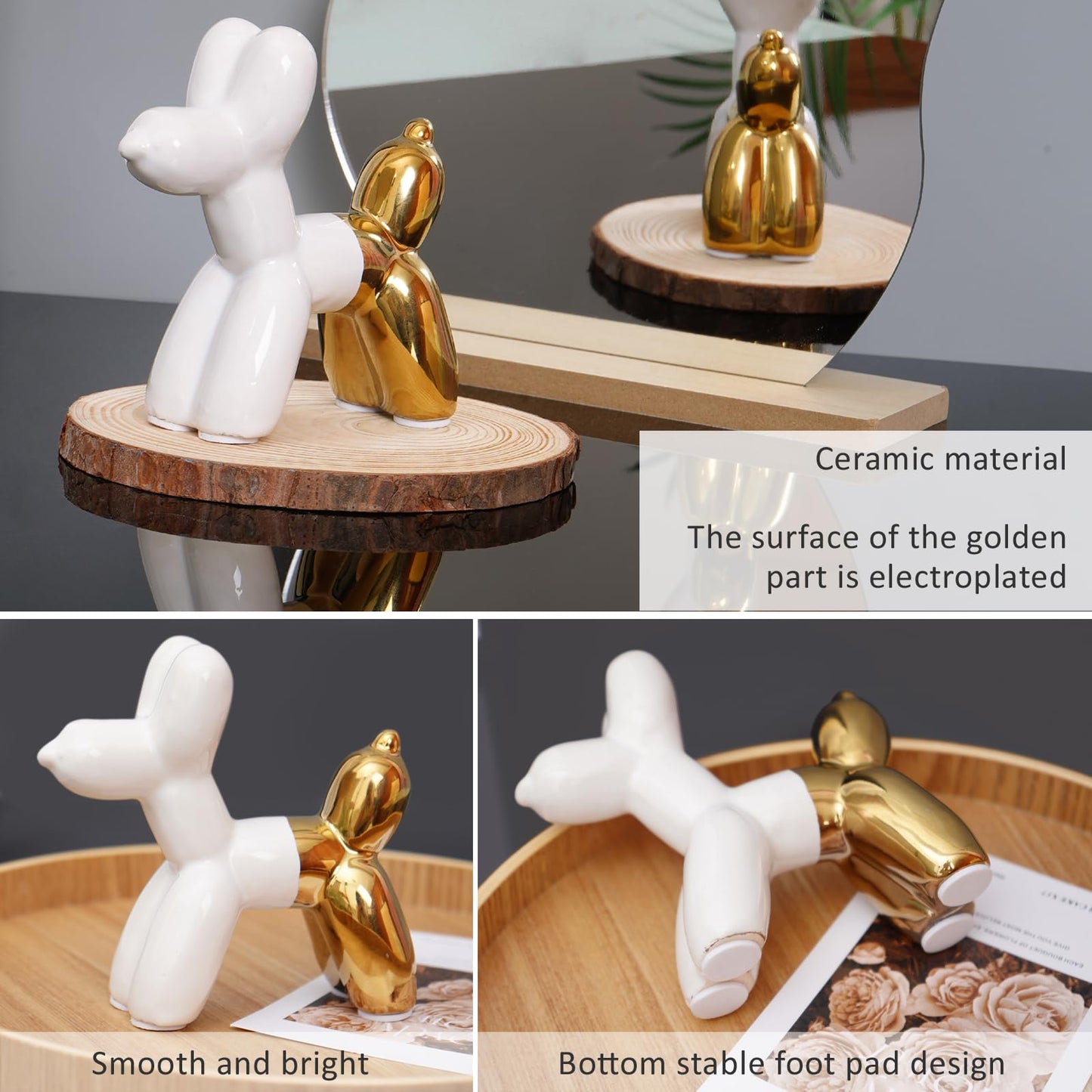 Notakia Cute Ceramics Balloon Dog Statue Crafts Living Room Desktop Decorations,Handmade Modern Small Ceramic Animal Statue Ornament Home Decor Accents