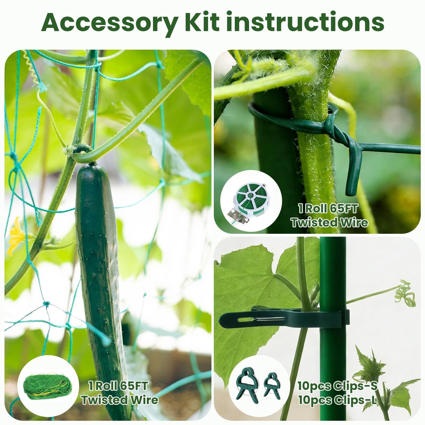 Nexum Cucumber Trellis for Raised Bed, 63"x47.2" U-Shape Garden Trellis for Climbing Plants Outdoor with Climbing Net, Metal Arch Plant Support for Cucumbers Tomatoes Peas Beans
