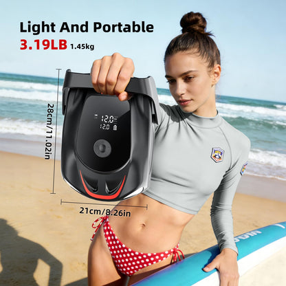 Electric Paddle Board Pump, 22PSI Rechargeable 12000mAh SUP Pump, Theer Stage Inflation/Deflation, Automatic Power-Off Functions, Suitable for Stand up Paddle Boards, Kayak, Surfing Kite, Boat