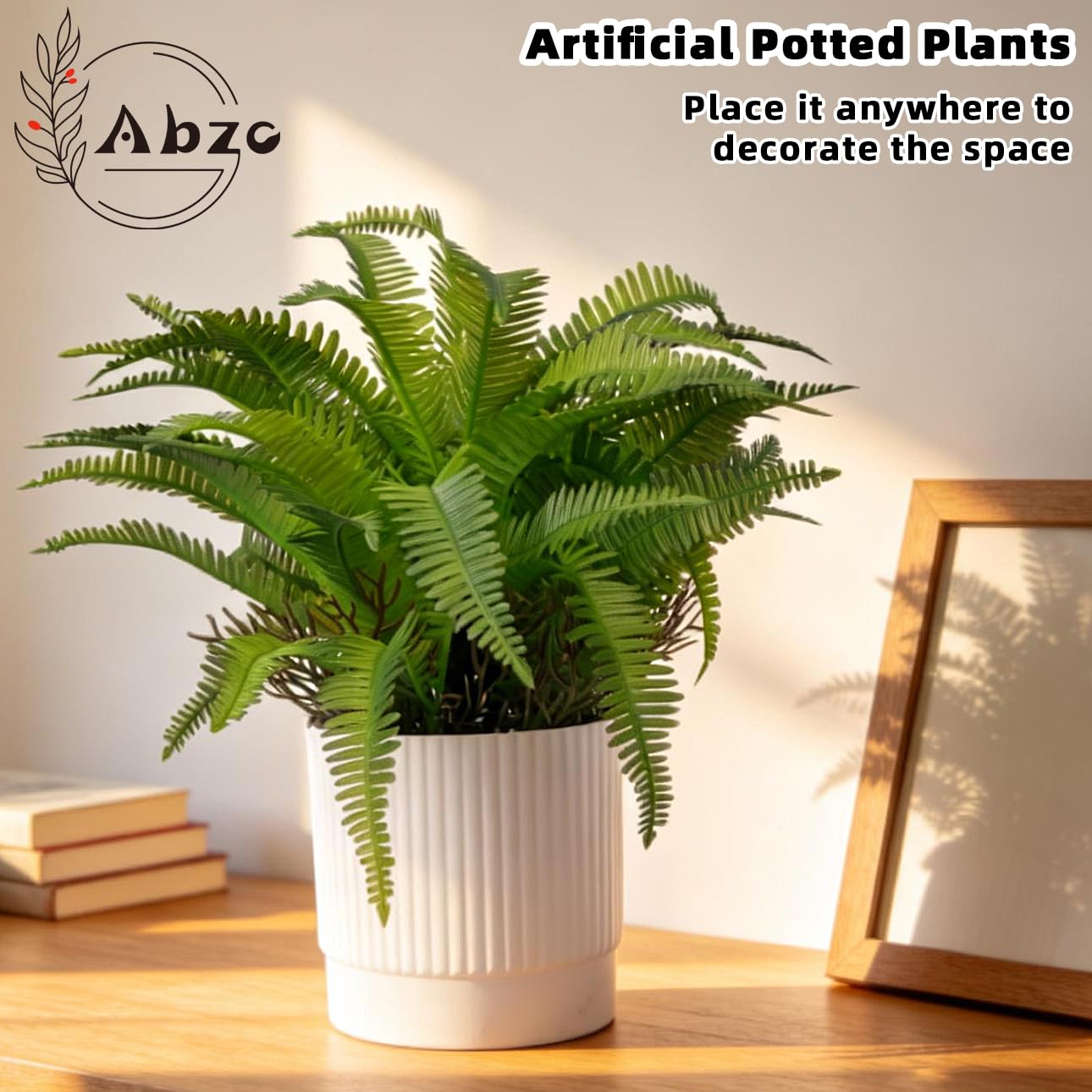 Abzo 2 Pack Fake Plants Artificial Greenery Potted Plants Small Faux Plants for Home Office Desk Farmhouse Shelf Room Bathroom Decor