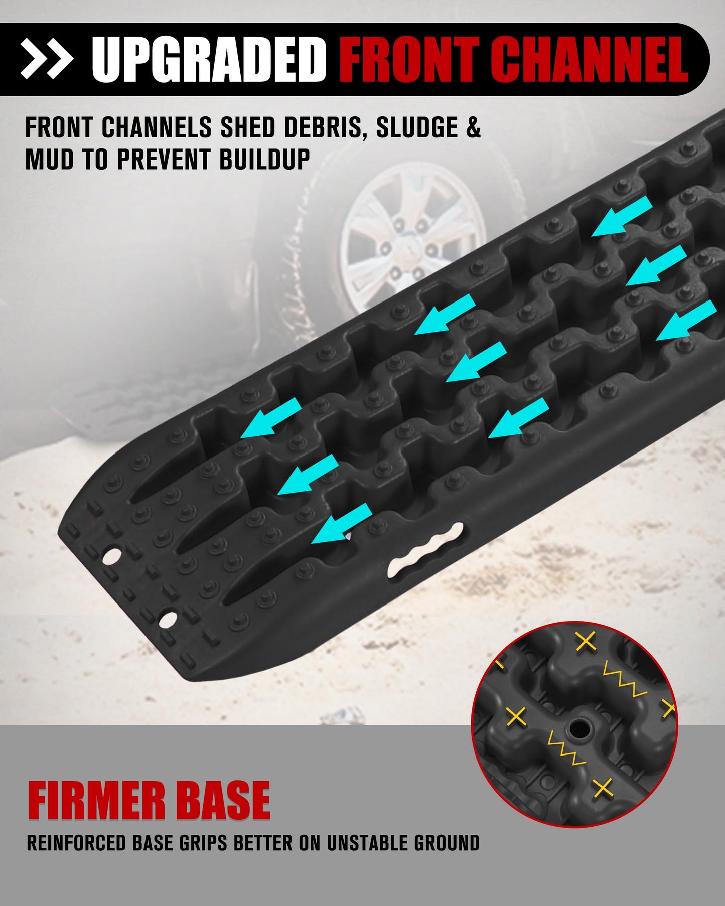 FieryRed Traction Boards Offroad, Recovery Boards with 2 Leashes and Carry Bag, Recovery Track Board Mounting Kit
