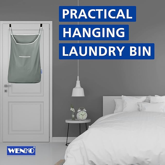 WENKO Laundry Hamper Bag Hanging, Over The Door Basket