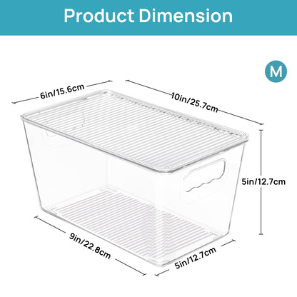 Vtopmart 6 Pack Clear Stackable Storage Bins with Lids, Large Plastic Containers with Handle for Pantry Organizer and Storage,Perfect for Bathroom,Cabinet,Kitchen,Fridge,Closet Organization