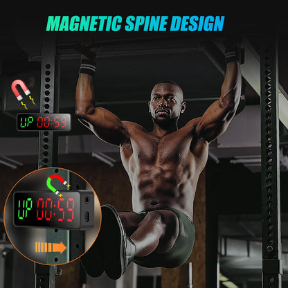 Small Gym Timer Clock Stopwatch Magnetic Workout Interval Timer, Large LED Digital Display, Home Accessories Countdown Clock for Home Gym Garage Schools (Matte Black)