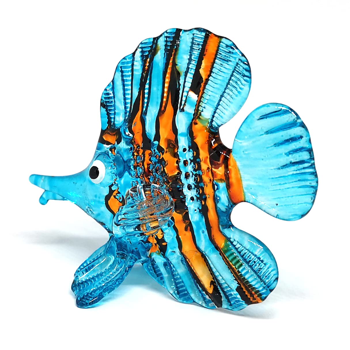 ZOOCRAFT Glass Fish Figurine Blue Aquarium Handicraft Miniature Hand Blown Collectibles