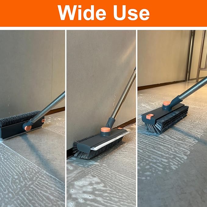 Floor Scrub Brush with Long Handle, BITOPE 3 in 1 Stiff Bristles Deck Brush
