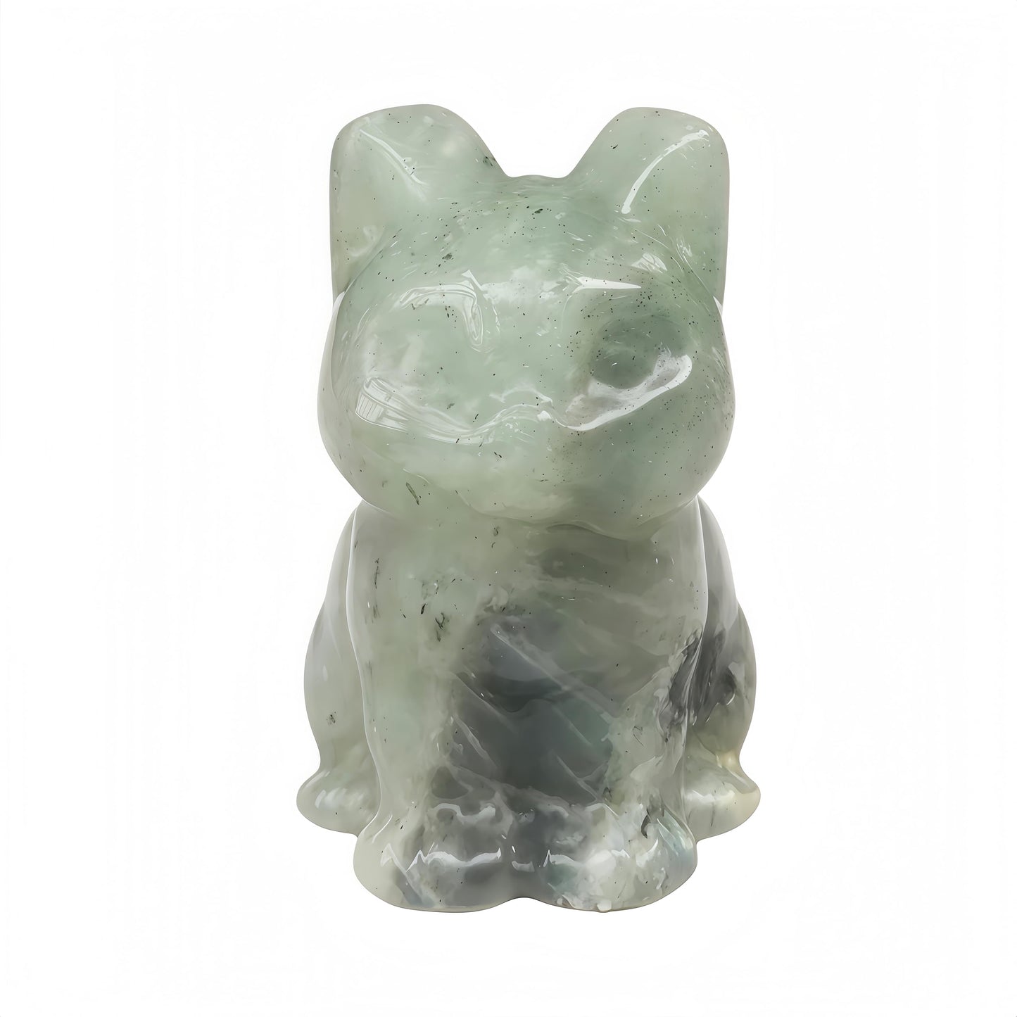 Bacatgem Natural Labradorite Big Faced Cat Crystals and Healing Stones Figures Collectibles,1.5 Inchs Hand Carved Gemstone Animal Sculpture Home Decor for Cat Lovers