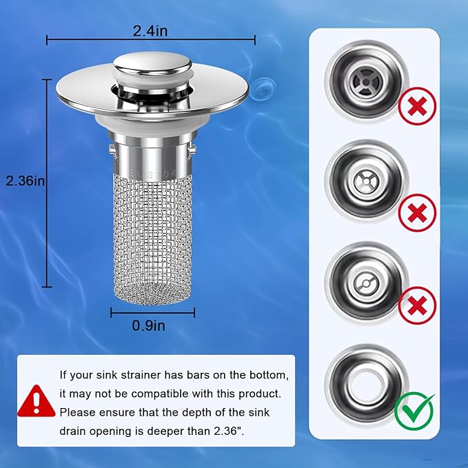 Sink Stopper Hair Catcher, Pop-up Sink Drain Strainer