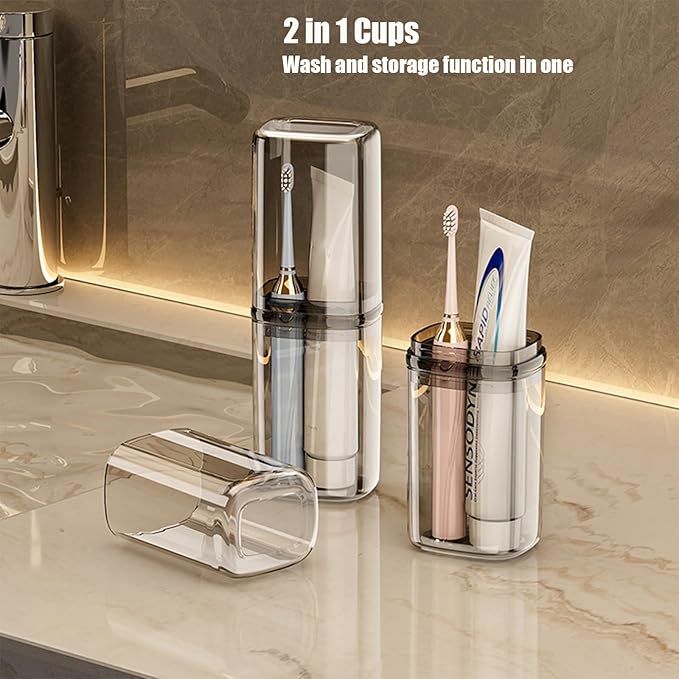 2Pcs Toothbrush Cup Toothbrush Travel Case, Travel Toothbrush Holder Case