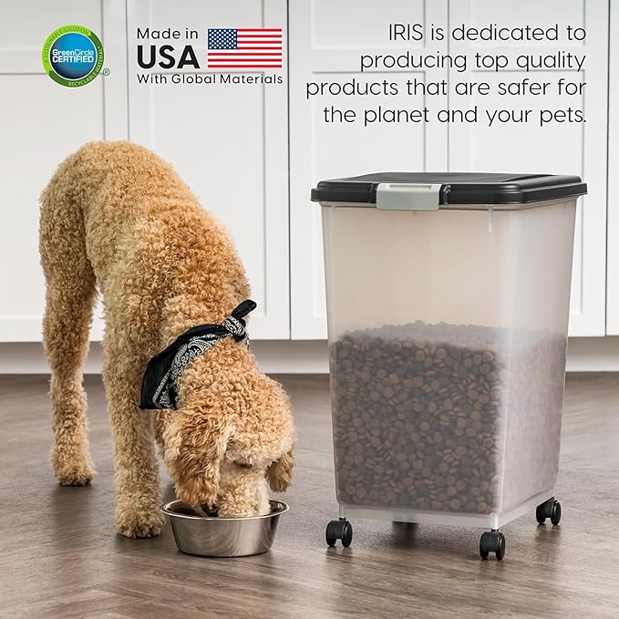IRIS USA Airtight Dog Food Storage Container, Attachable Wheels,