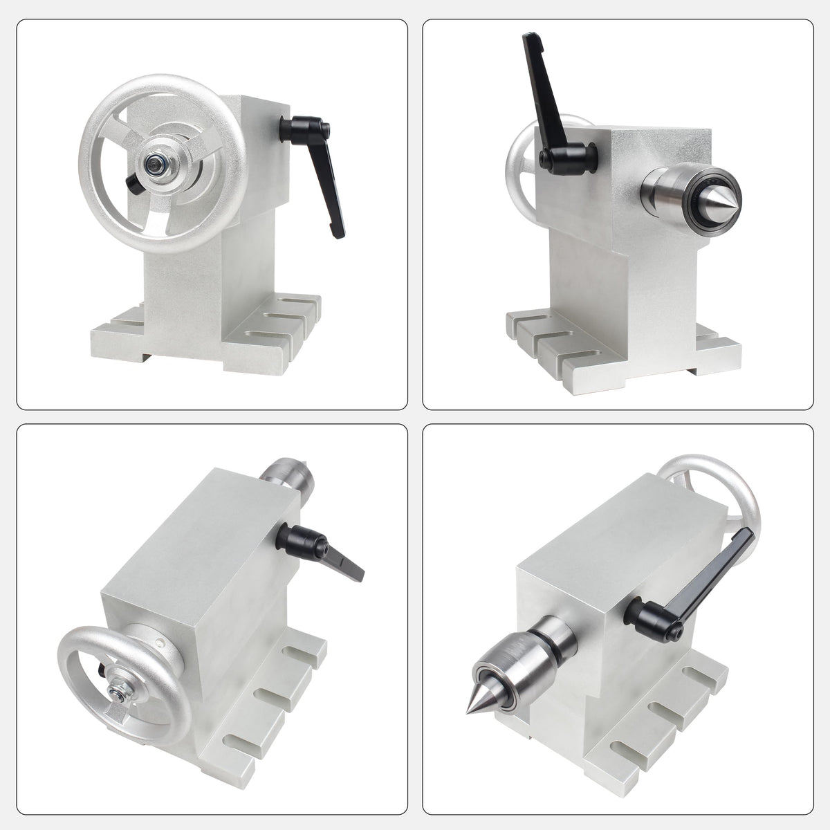 RATTMMOTOR 100mm Center Height MT2 Tailstock, Morse Taper 2 Live Center Movable Woodworking Lathe Chuck Handle for CNC Router Rotary Table 4th Axis