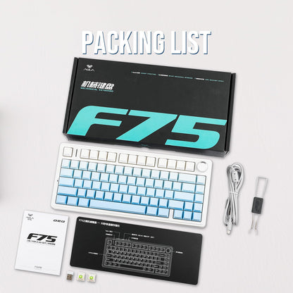 EPOMAKER x Aula F75 Gasket Mechanical Keyboard, 75% Wireless Hot Swappable Gaming Keyboard with Five-Layer Padding&Knob, Bluetooth/2.4GHz/USB-C, RGB (Light Blue, LEOBOG Reaper Switch)
