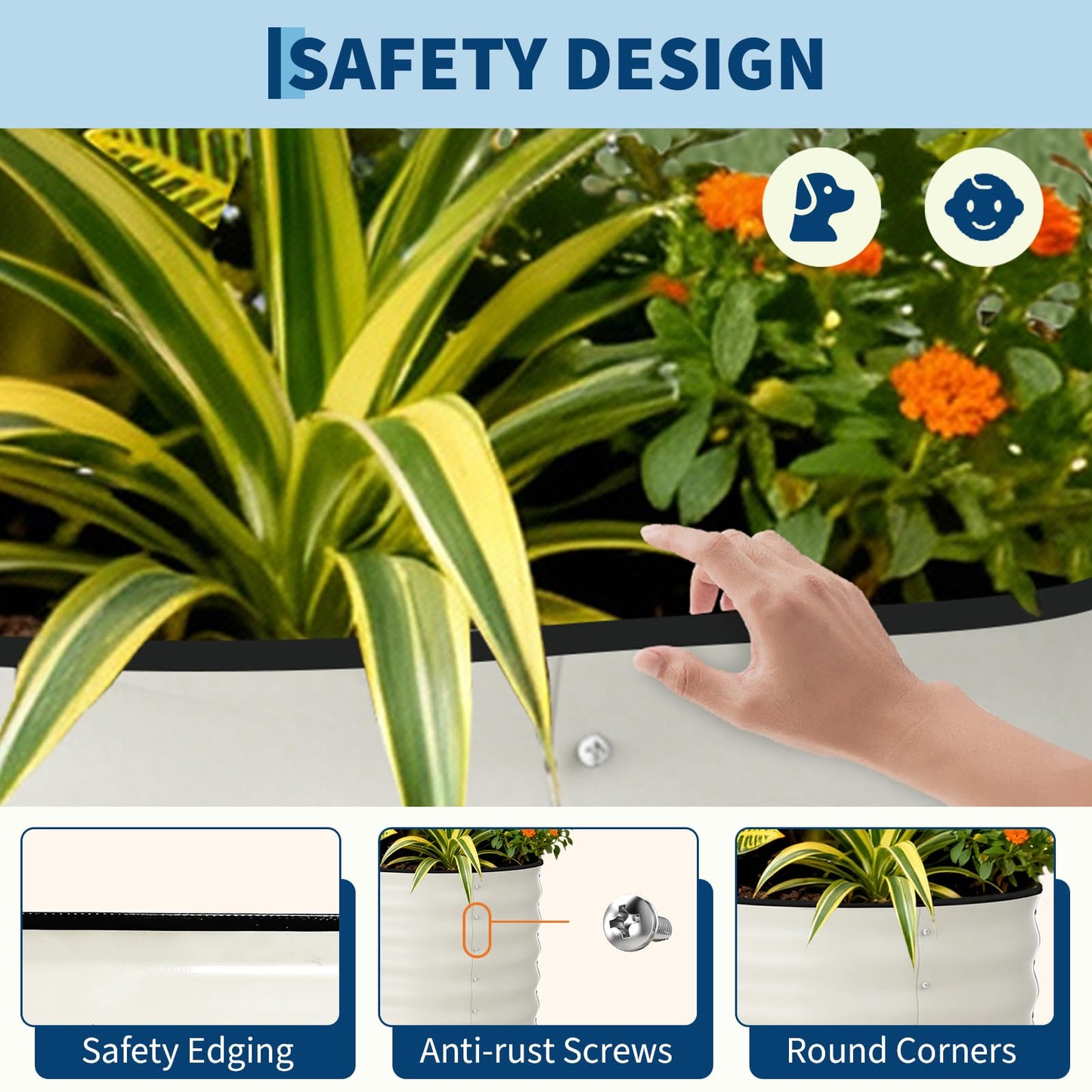 Garvee 2 Pack 6x3x2ft Galvanized Raised Garden Bed Kit, Oval Metal Planter Boxes with Anti-Cut Safety Edges, Rust-Resistant Deep Root Planters for Outdoor Vegetables, Flowers, Herbs, Beige