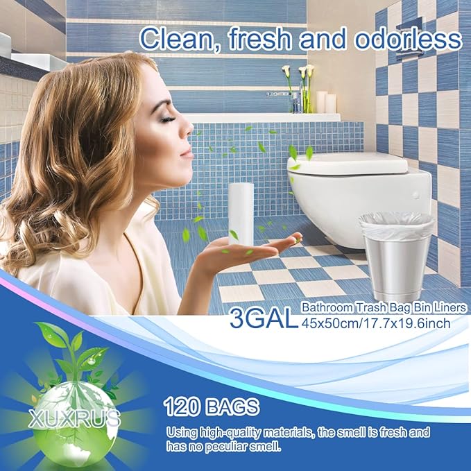 XUXRUS Bathroom Small Trash Bags 3 Gallon Garbage Bags
