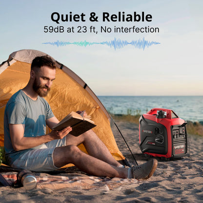 AMERISUN 2500-Watt Gas Powered Portable Inverter Generator, CO Sensor, Super Quiet for Home Backup, Emergency, Camping, EPA Compliant