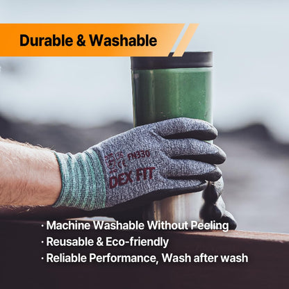 DEX FIT Work Gloves FN330, 3D Comfort Stretch Fit, Power Grip, Durable Foam Nitrile Coated, Smart Touch, Thin & Lightweight, Machine Washable (Medium(3 Pairs), FN330 Black)