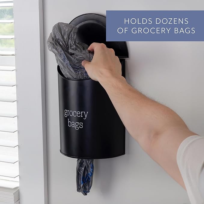 AuldHome Design Enamelware Grocery Bag Holder; Wall-Mounted Modern Farmhouse