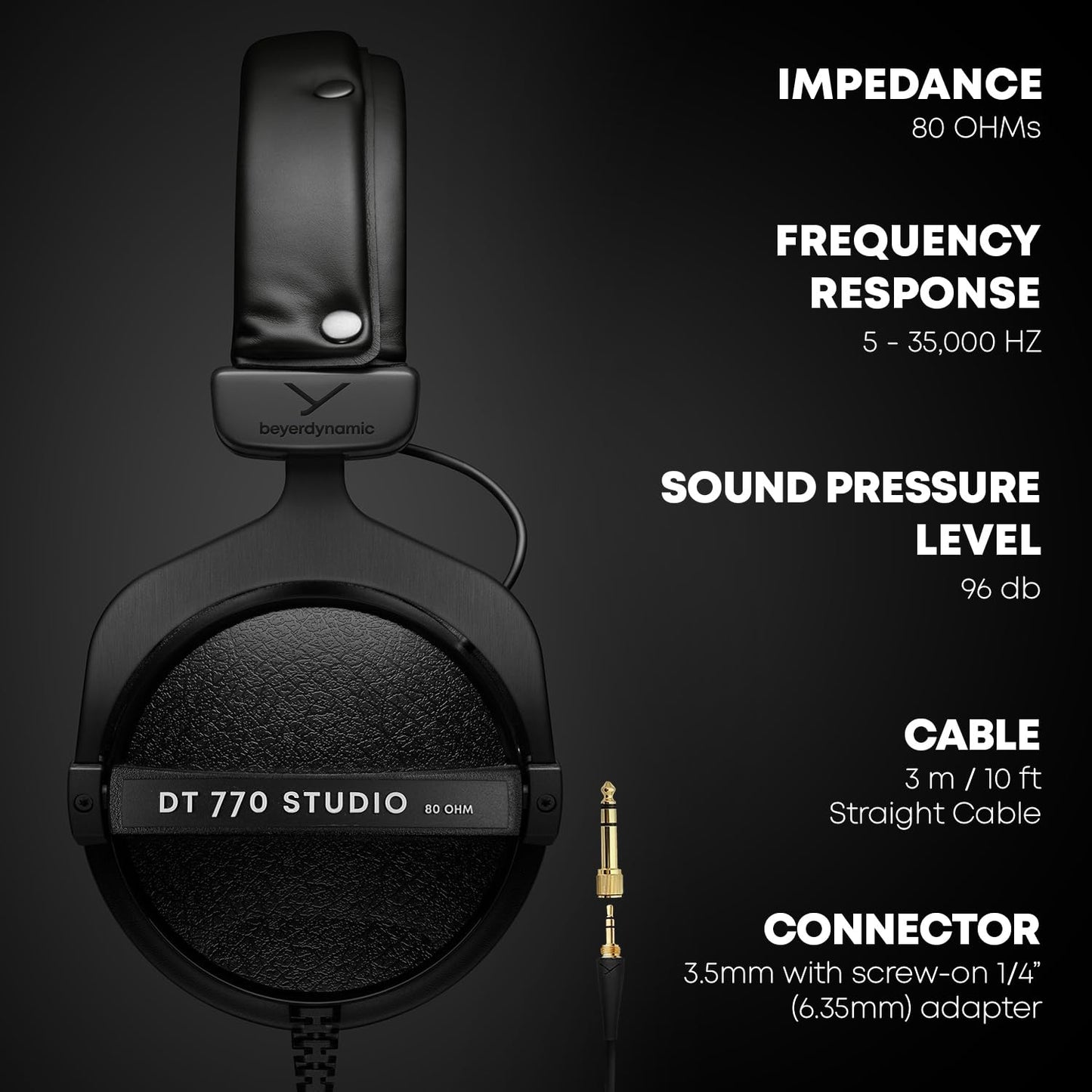 beyerdynamic DT 770 Pro Studio Headphones - Over-Ear, Closed-Back, Professional Design for Recording and Monitoring (80 Ohm, Grey)