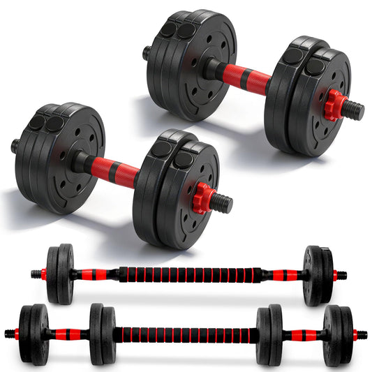 Adjustable Weights Dumbbells Set, 20lbs Free Weights with Connector, Convertible Dumbbell Barbell Push-up Stand Set, 3 in 1 Home Gym Fitness Weight Set for Men and Women