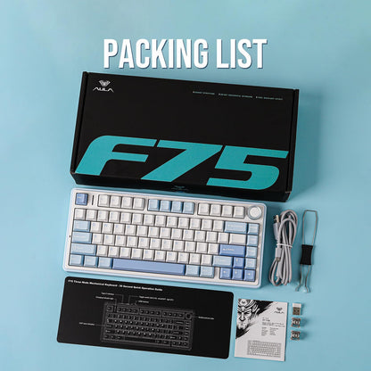 EPOMAKER x Aula F75 Gasket Mechanical Keyboard, 75% Wireless Hot Swappable Gaming Keyboard with Five-Layer Padding&Knob, Bluetooth/2.4GHz/USB-C, RGB (Light Blue, LEOBOG Reaper Switch)