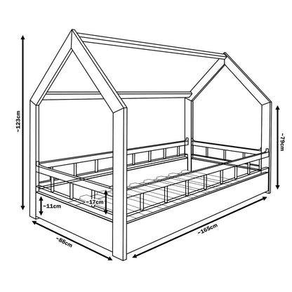 Velinda Wooden bed, Scandinavian style, modern, kids bed, home bed, 160x80+barriers (colour: grey)