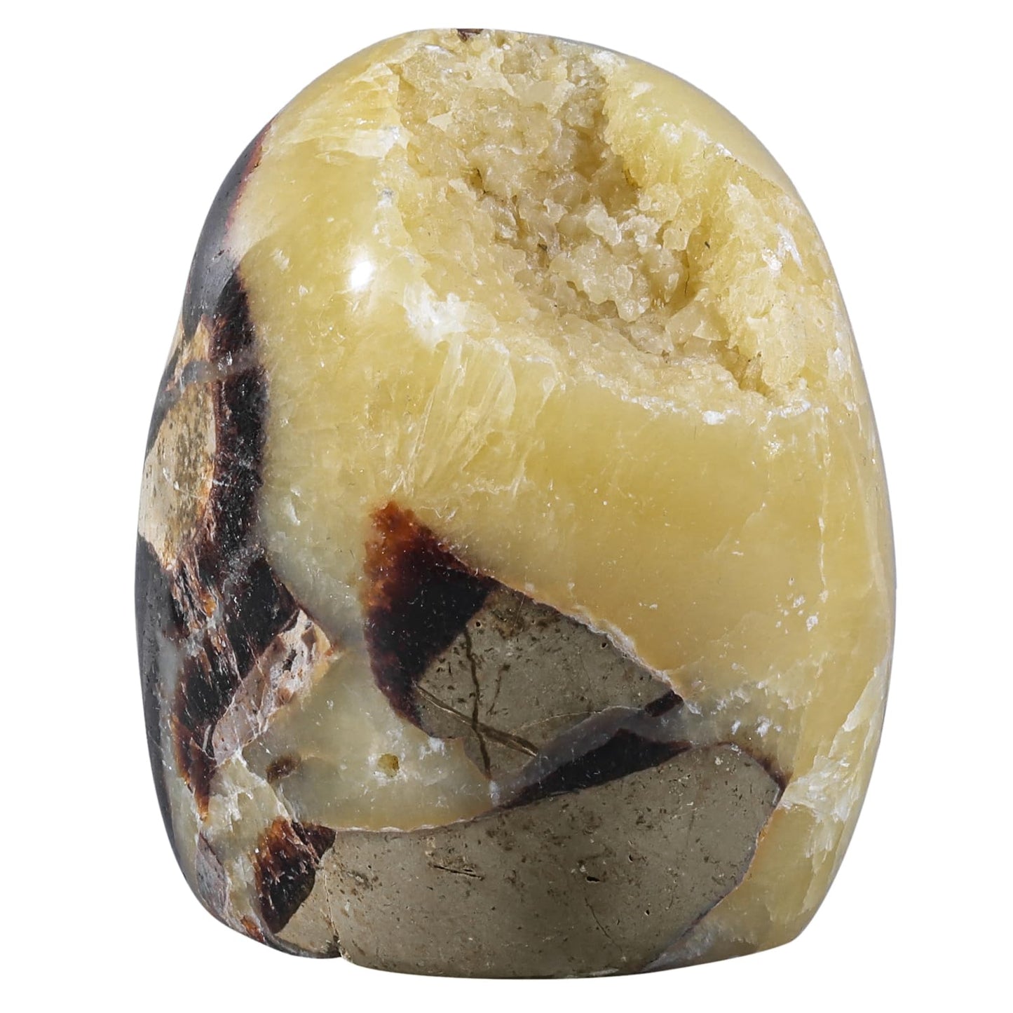 mookaitedecor Natural Septarian Dragon Crystal Cluster Geode, Self-Standing Mineral Specimen Stone Collection for Home Office Decoration, 0.66-0.88 LB