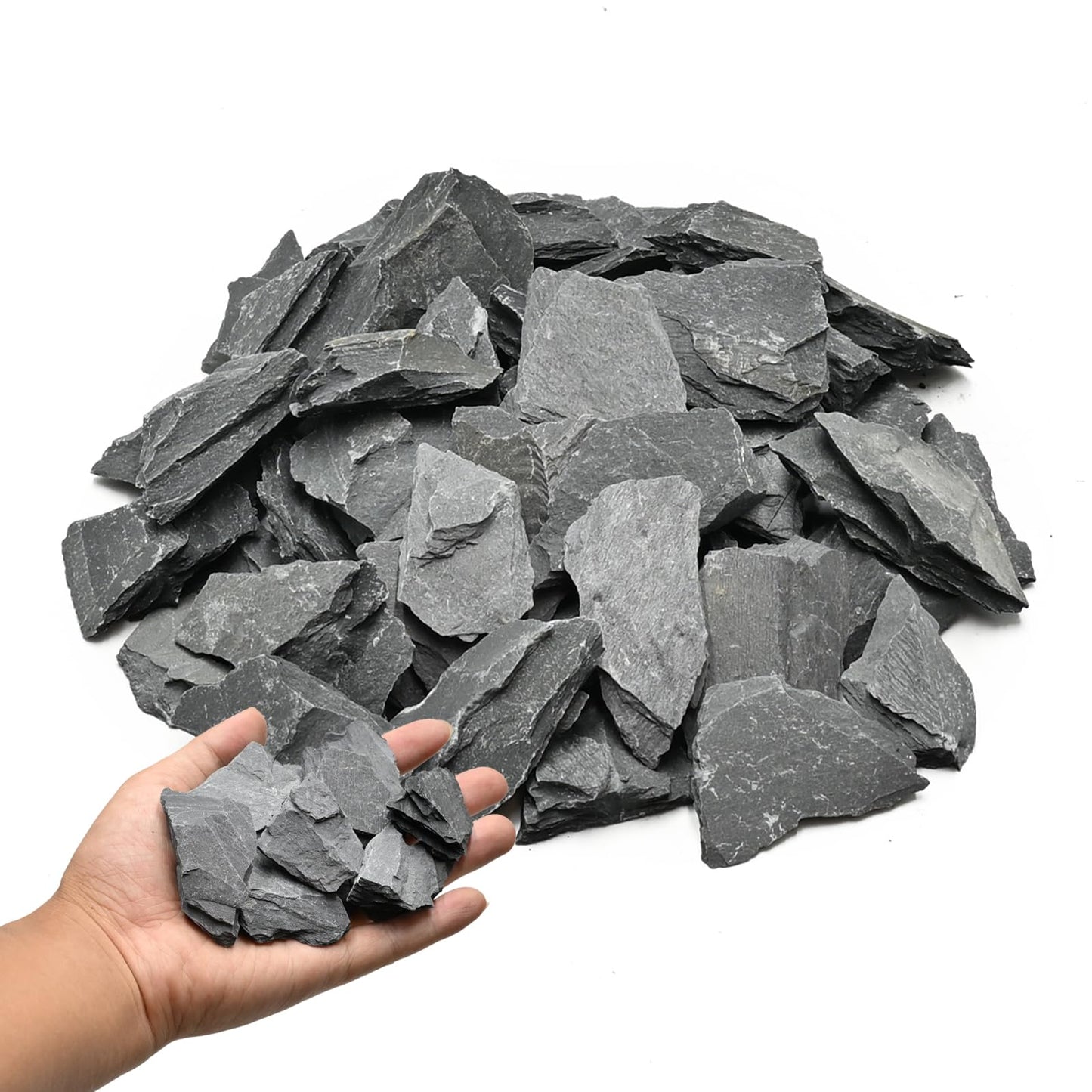 KINGRUI Natural Rocks Slate Stone 1-2.5 Inches Decorative Stones for Miniature Landscaping,Fairy Gardens,Bonsai,DIY Crafts,Aquariums & Reptile Terrariums-1lb