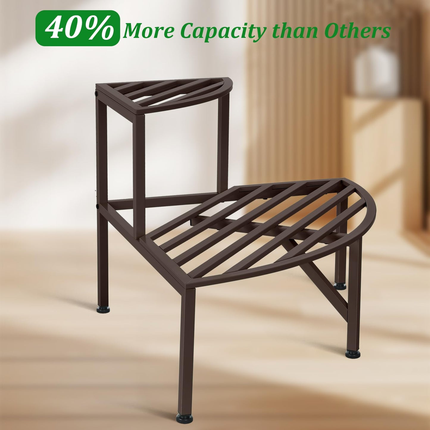 Dipion Corner Plant Stand Outdoor Metal,2 Tier Heavy Duty Ladder Plant Shelf Indoor for Multiple Plants,37.08" L x 22.83" W x 20.07" H,Coffee
