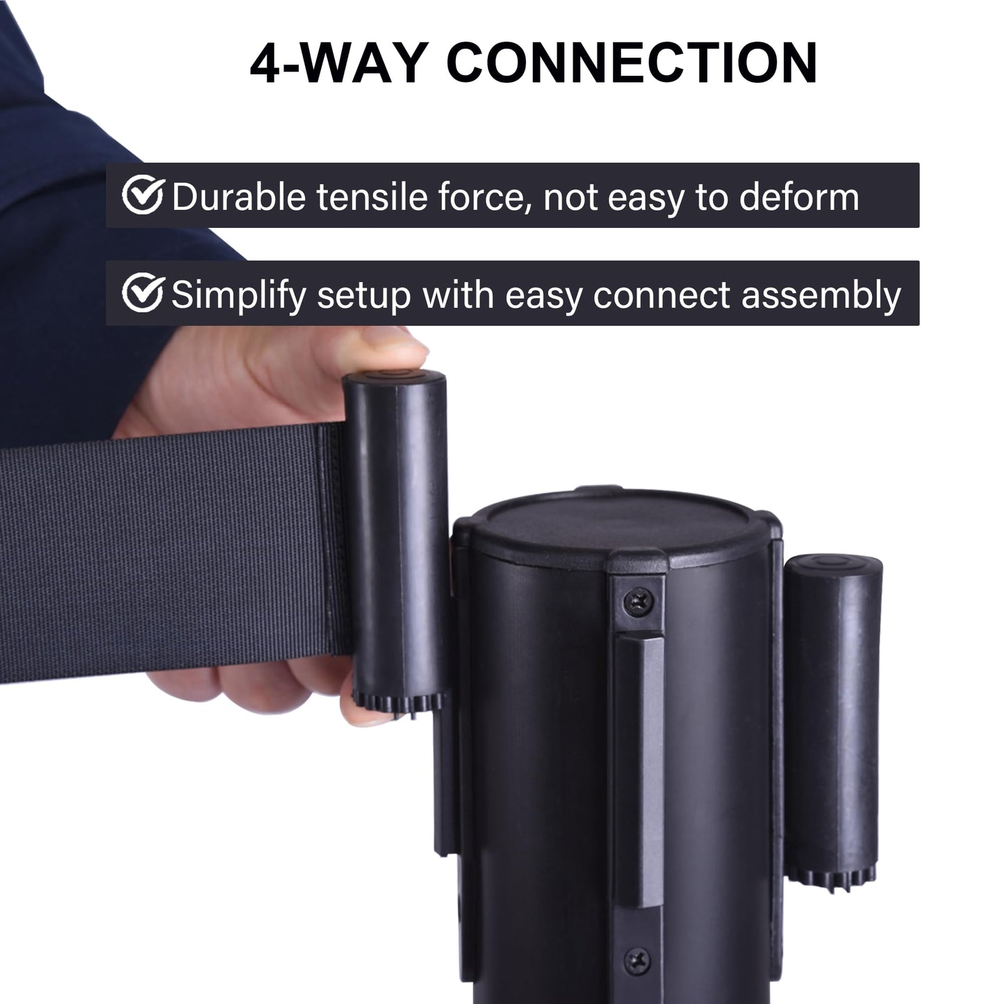 OangeStar 6 Packs Crowd Control Stanchion, Crowd Control Barrier Set w/10ft Black Retractable Belt Rubber Base