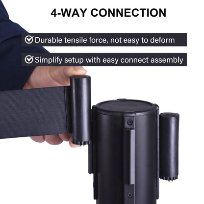 OangeStar 6 Packs Crowd Control Stanchion, Crowd Control Barrier Set w/10ft Black Retractable Belt Rubber Base