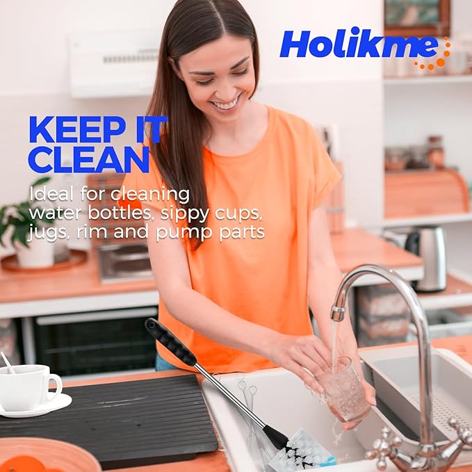 Holikme Bottle Brush Cleaner Set, 3 Straw Cleaner Brush, Bottle Cleaning Brush