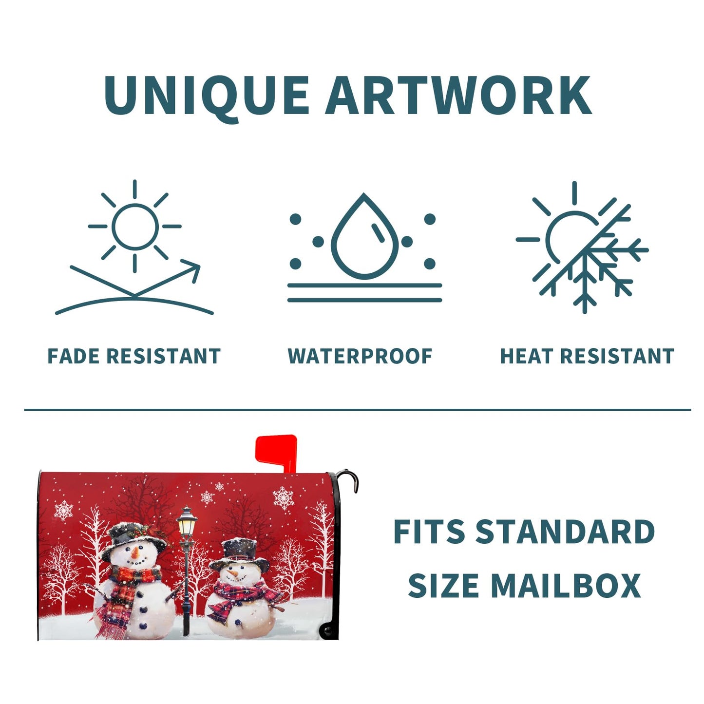 Kawani Merry Christmas Red Snowman Mailbox Covers Magnetic Red Winter Outdoor Mailbox Cover Standard Size 18 X 21 Inch Snowflakes Holiday Mailbox Wrap Post Letter Box Cover Decor for Home Garden Yard