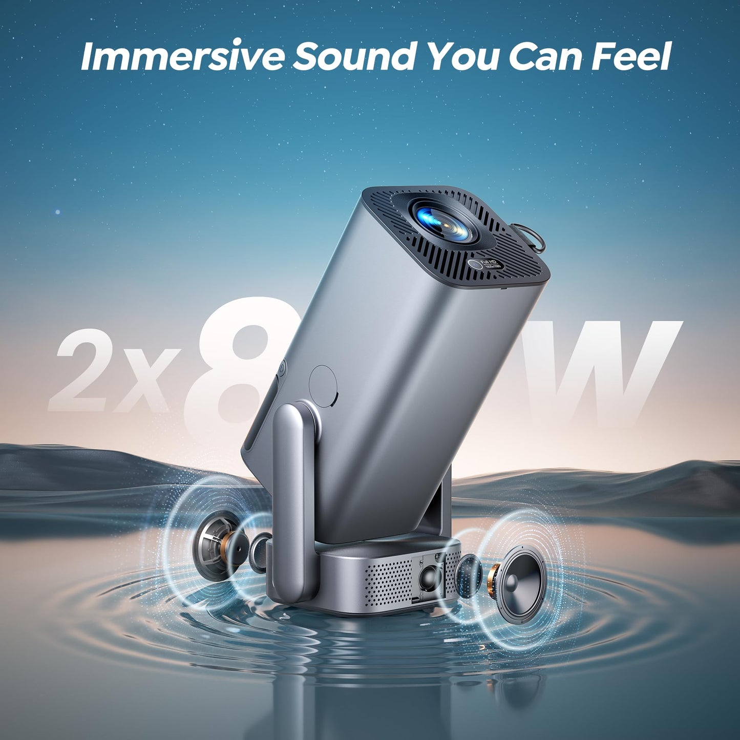 [270°Adjustable Stand/Electric Focus/600ANSI]Mini-Projector with WiFi and Bluetooth, Native 1080P 4K Portable Outdoor Movie Projector, Auto Vertical Keystone, TOPTRO Smart Proyector for Phone/TV Stick