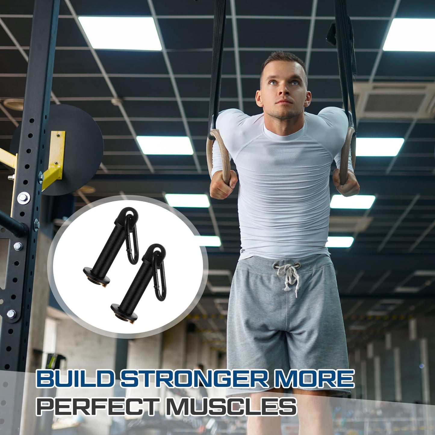 Lasnten 2 Pack Power Cage Squat Rack Home Gym Equipment Attachments Accessory Fits 3x3 Rack with 1" Hole for Power Strength Training Workouts
